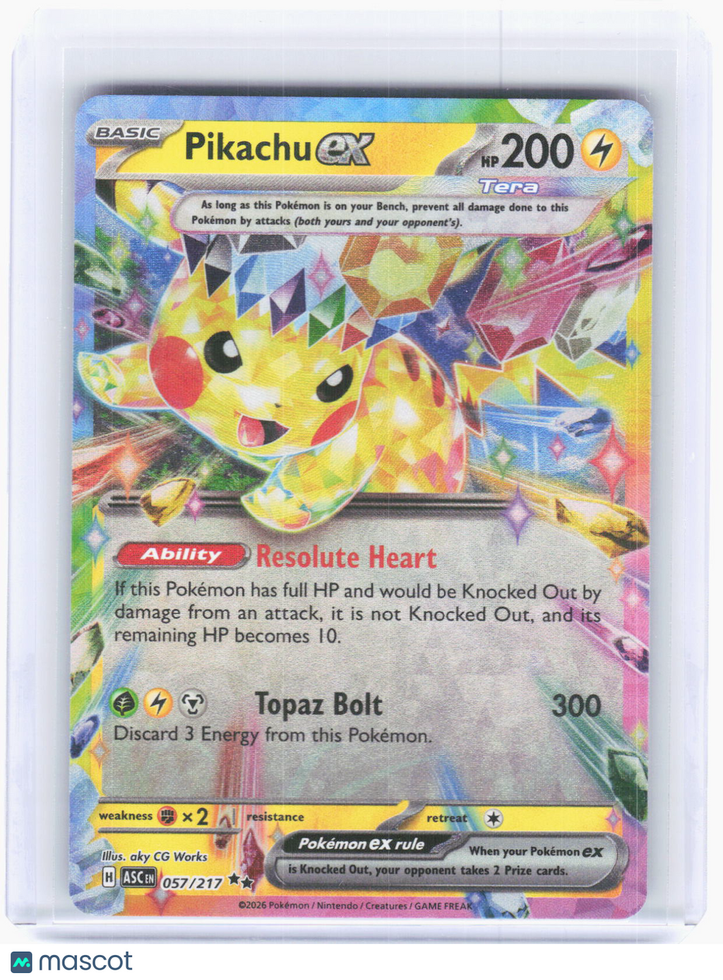 2026 Pokemon—Pikachu EX #57/217 Ascended Heroes—Double Rare Holo