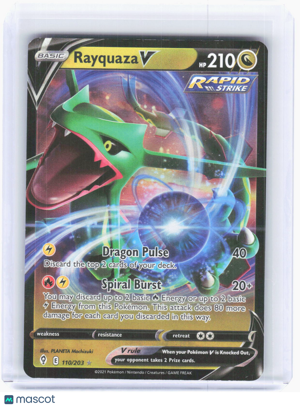 2021 Pokemon—Rayquaza V #110/203 Evolving Skies—Ultra Rare Holo
