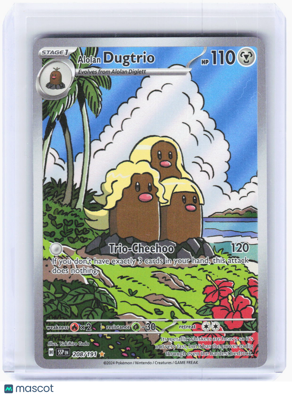 2024 Pokemon—Alolan Dugtrio #208/191 Surging Sparks—Illustration Rare Holo