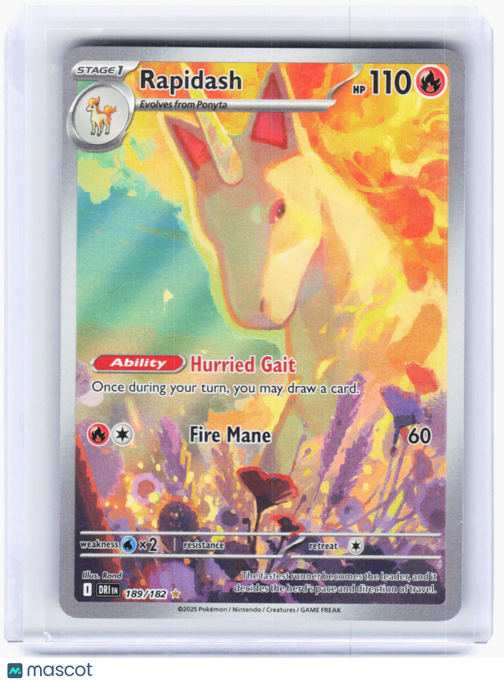 2025 Pokemon—Rapidash #189/182 Destined Rivals—Illustration Rare Holo