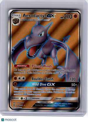 2019 Pokemon—Aerodactyl GX #224 Unified Minds—Ultra Rare Holo (Full Art)