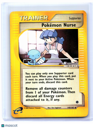 2002 Pokemon—Pokemon Nurse #145/165 Expedition Base Set—Uncommon Holo [Damaged]