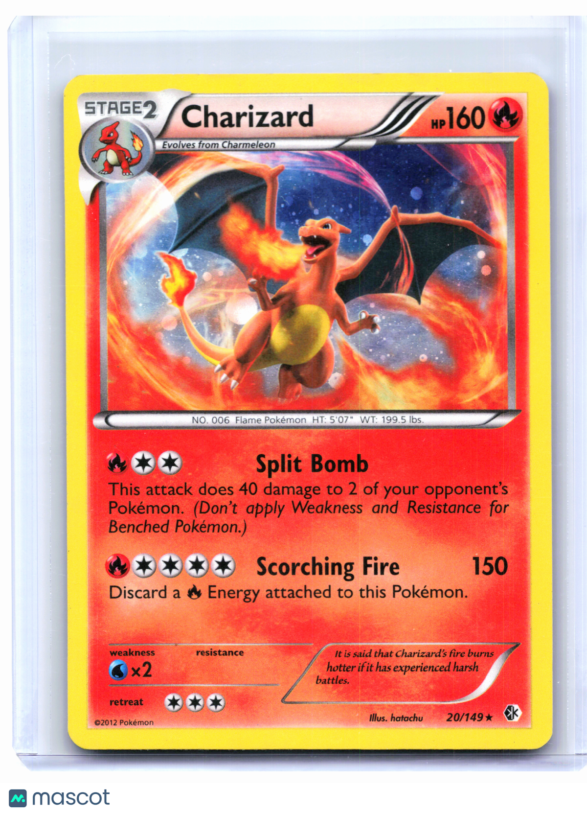 2012 Pokemon—Charizard #20/149 Boundaries Crossed—Holo Rare [Damaged]