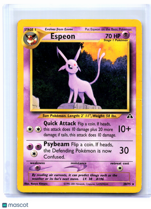 2001 Pokemon—Espeon #20/75 Neo Discovery—Rare Nonholo [Damaged]