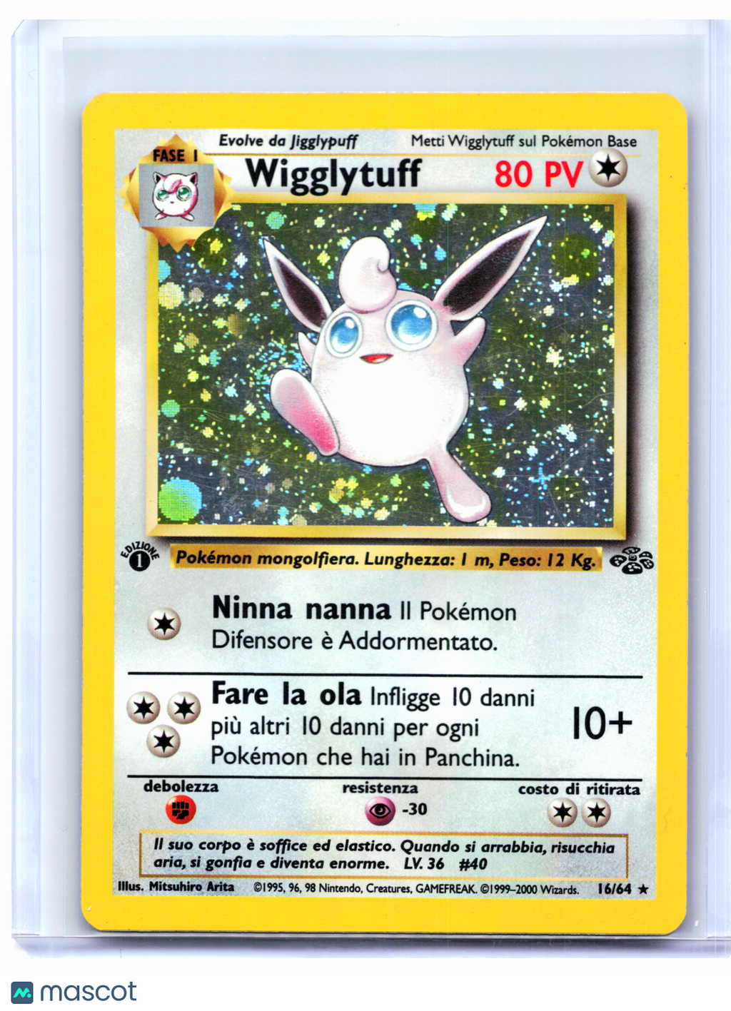 2000 Pokemon—Wigglytuff #16/64 Jungle—Holo Rare Italian (1st Edition) [Damaged]