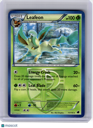 2013 Pokemon—Leafeon #11 Plasma Freeze—Rare Nonholo (Team Plasma)