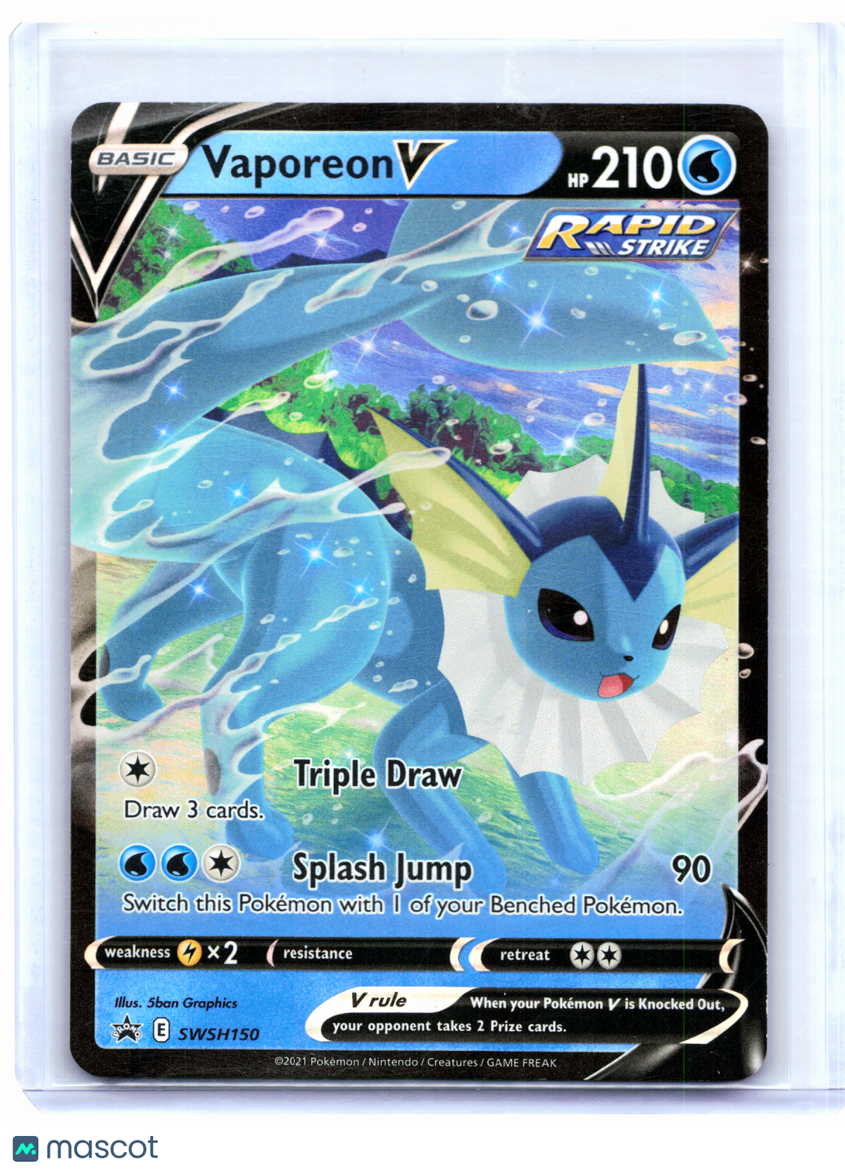 2021 Pokemon—Vaporeon V #SWSH150 Sword & Shield Promos—Black Star Promo Holo