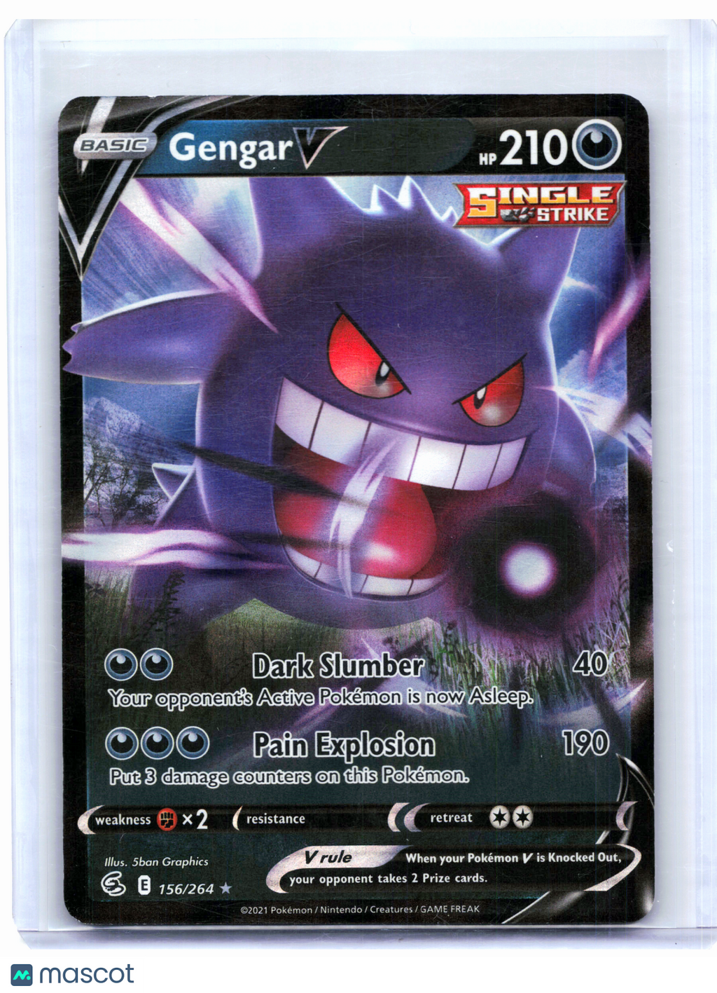 2021 Pokemon—Gengar V #156/264 Fusion Strike—Ultra Rare Holo