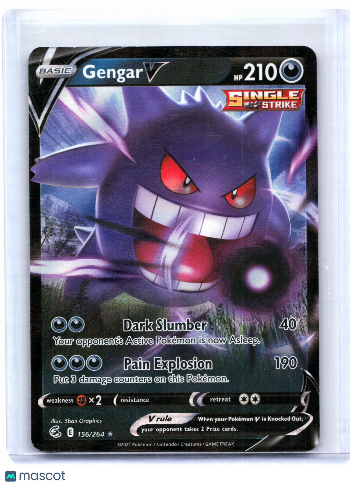 2021 Pokemon—Gengar V #156/264 Fusion Strike—Ultra Rare Holo