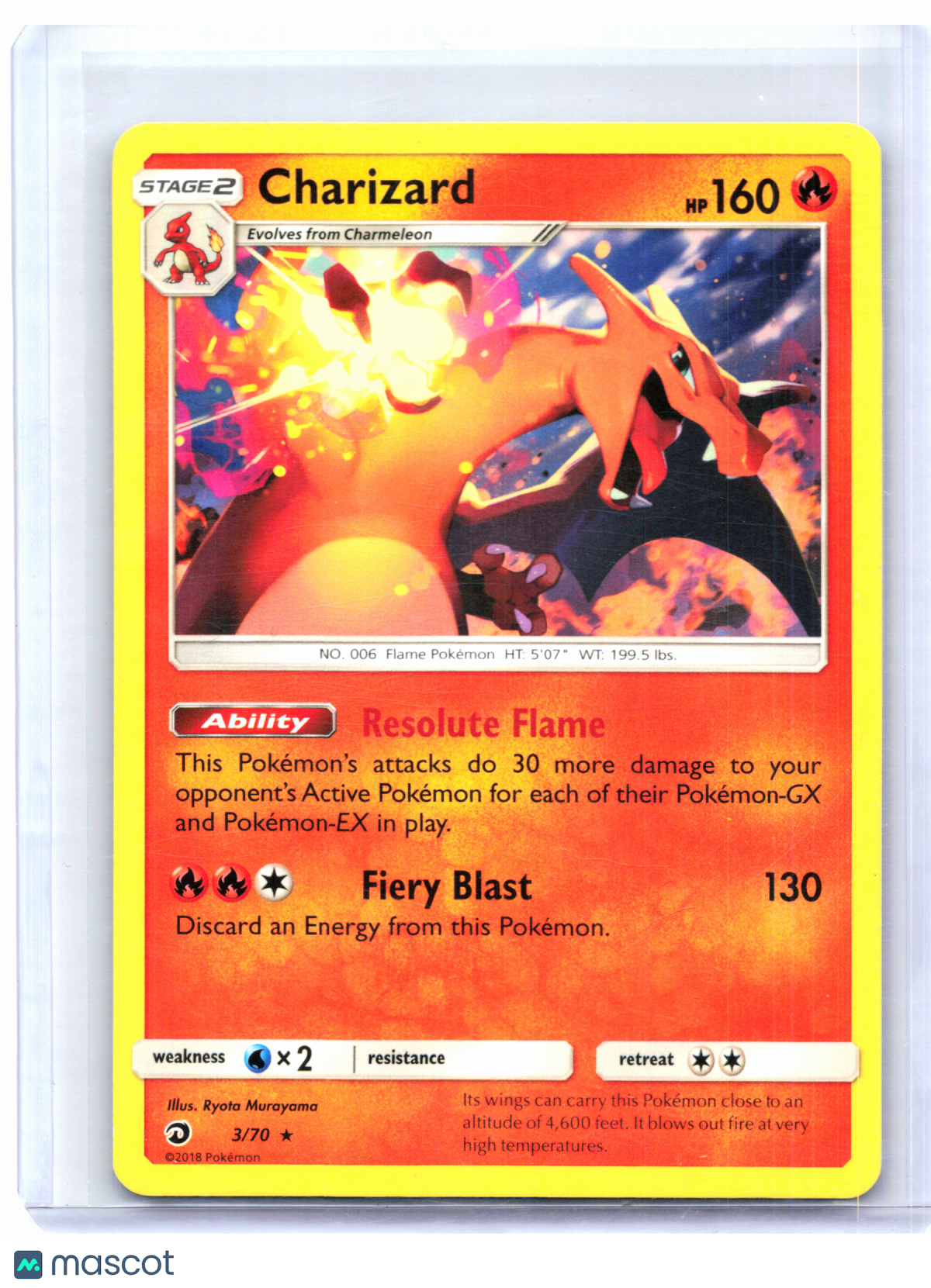 2018 Pokemon—Charizard #3/70 Dragon Majesty—Holo Rare