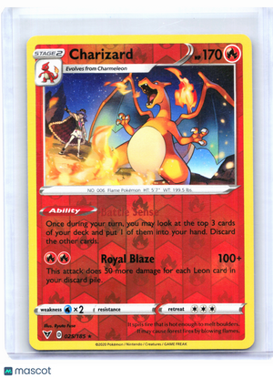 2020 Pokemon—Charizard #025/185 Vivid Voltage—Rare Reverse Holo [Lightly Played]