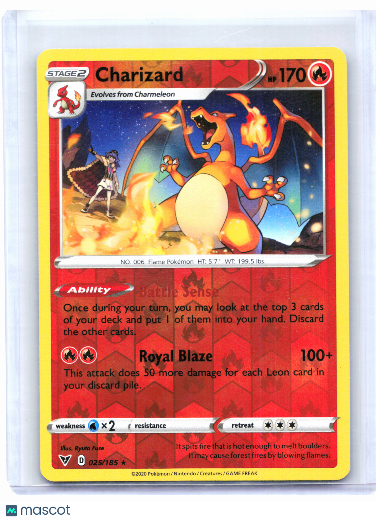 2020 Pokemon—Charizard #025/185 Vivid Voltage—Rare Reverse Holo [Lightly Played]
