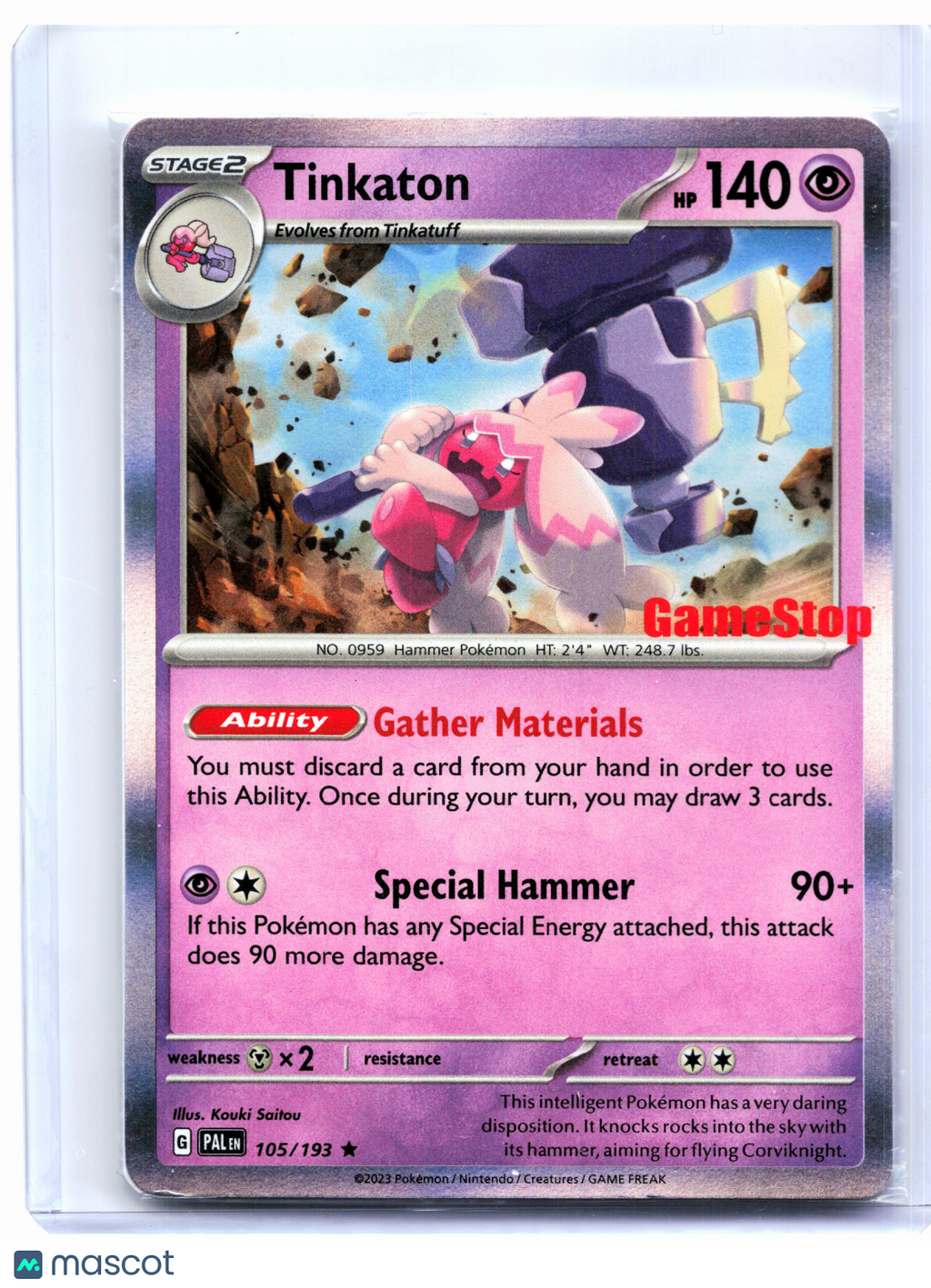 2023 Pokemon—Tinkaton (GameStop Exclusive) #105/193 MCAP—Promo Holo [Sealed]