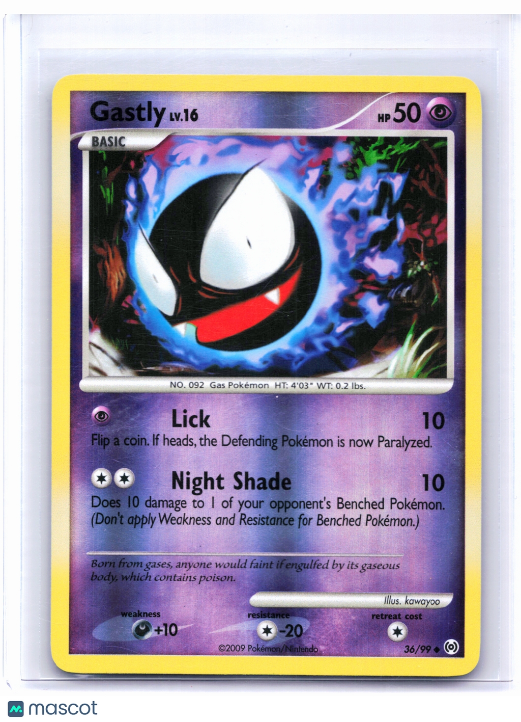 2009 Pokemon—Gastly #36/99 Arceus—Uncommon Reverse Holo