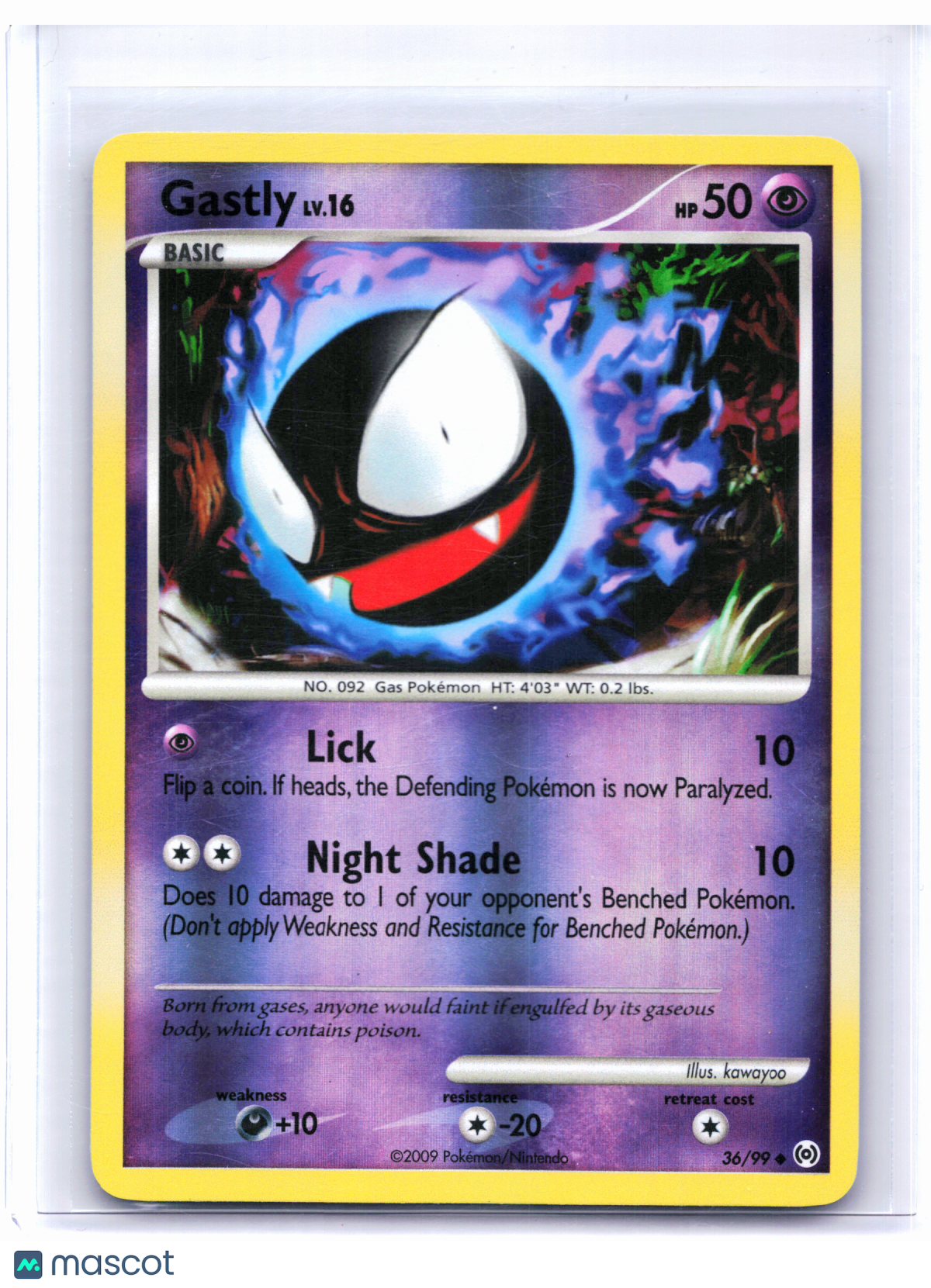 2009 Pokemon—Gastly #36/99 Arceus—Uncommon Reverse Holo