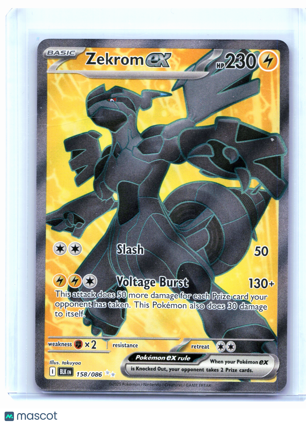 2025 Pokemon—Zekrom ex #158/086 Black Bolt—Ultra Rare Holo