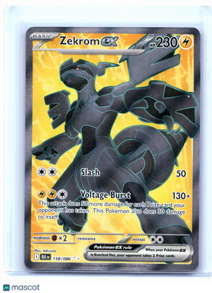 2025 Pokemon—Zekrom ex #158/086 Black Bolt—Ultra Rare Holo