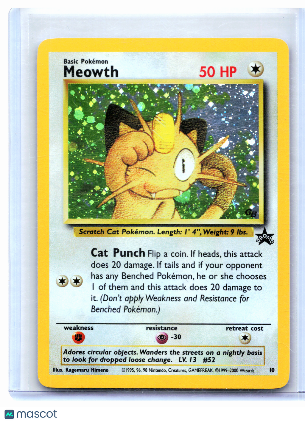 2000 Pokemon—Meowth #10 WoTC Promo—Black Star Promo Holo [Moderately Played]