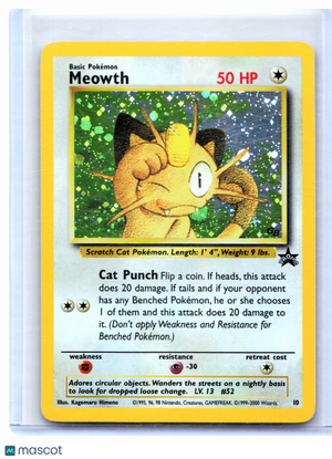 2000 Pokemon—Meowth #10 WoTC Promo—Black Star Promo Holo [Moderately Played]