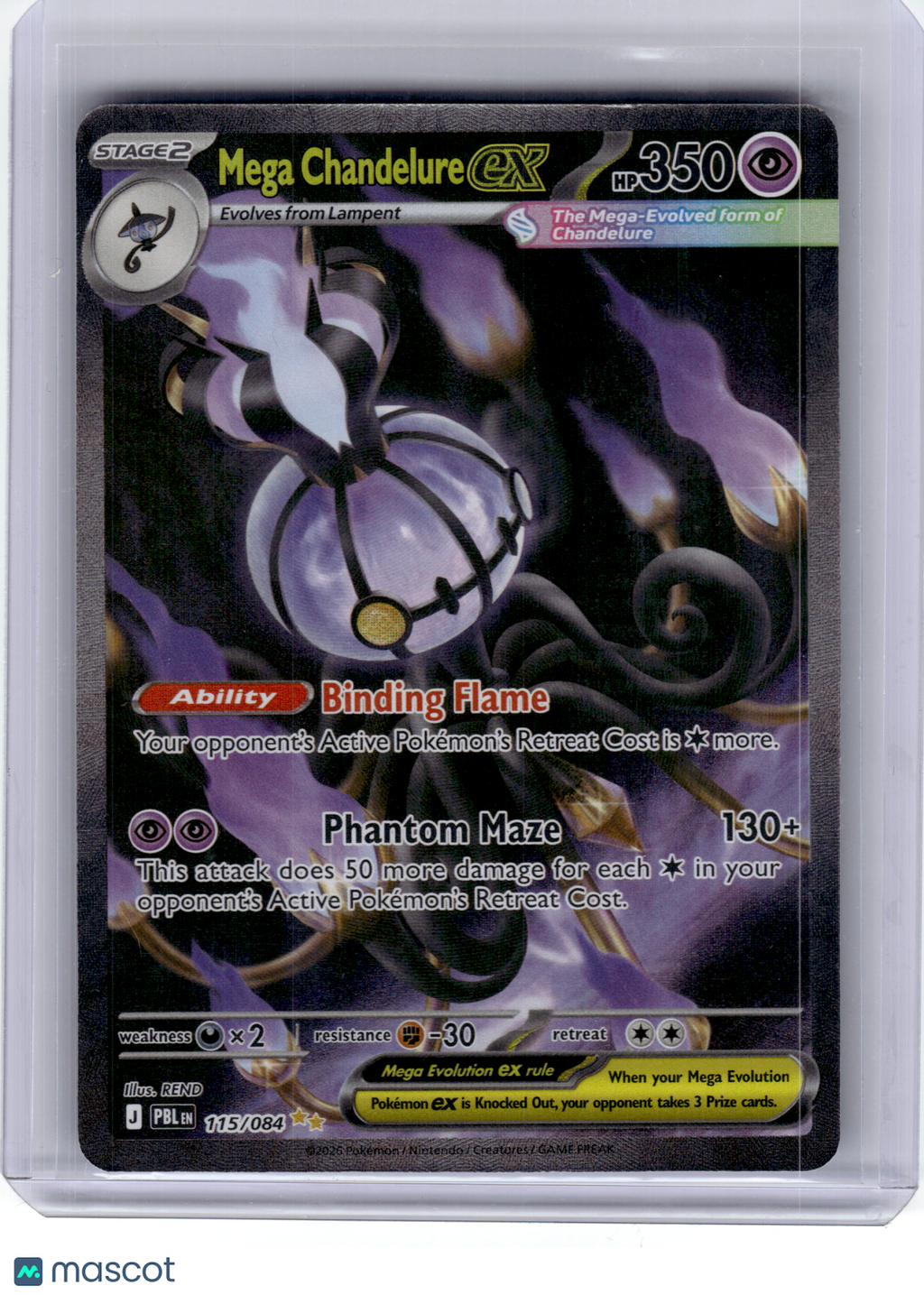2026 Pokemon—Mega Chandelure EX #115 Pitch Black—Special Illustration Rare Holo