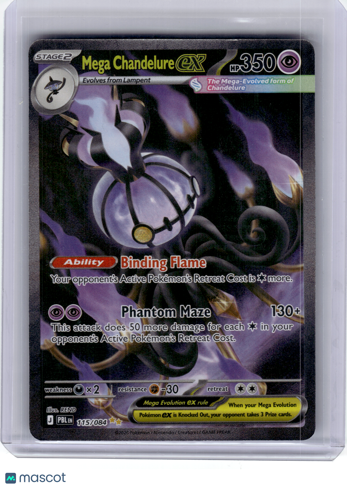 2026 Pokemon—Mega Chandelure EX #115 Pitch Black—Special Illustration Rare Holo