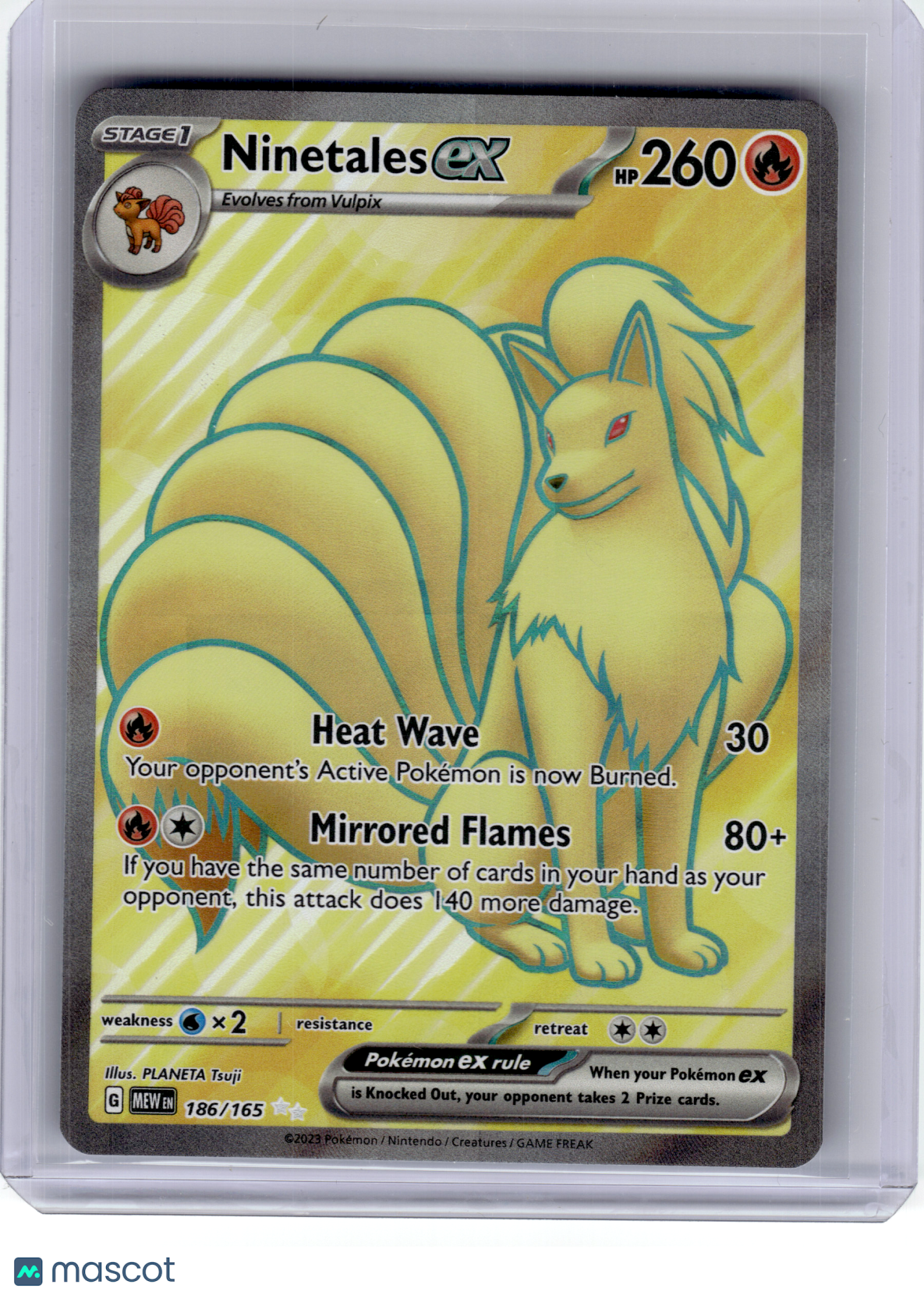 2023 Pokemon—Ninetales EX #186 Scarlet & Violet 151—Ultra Rare Holo