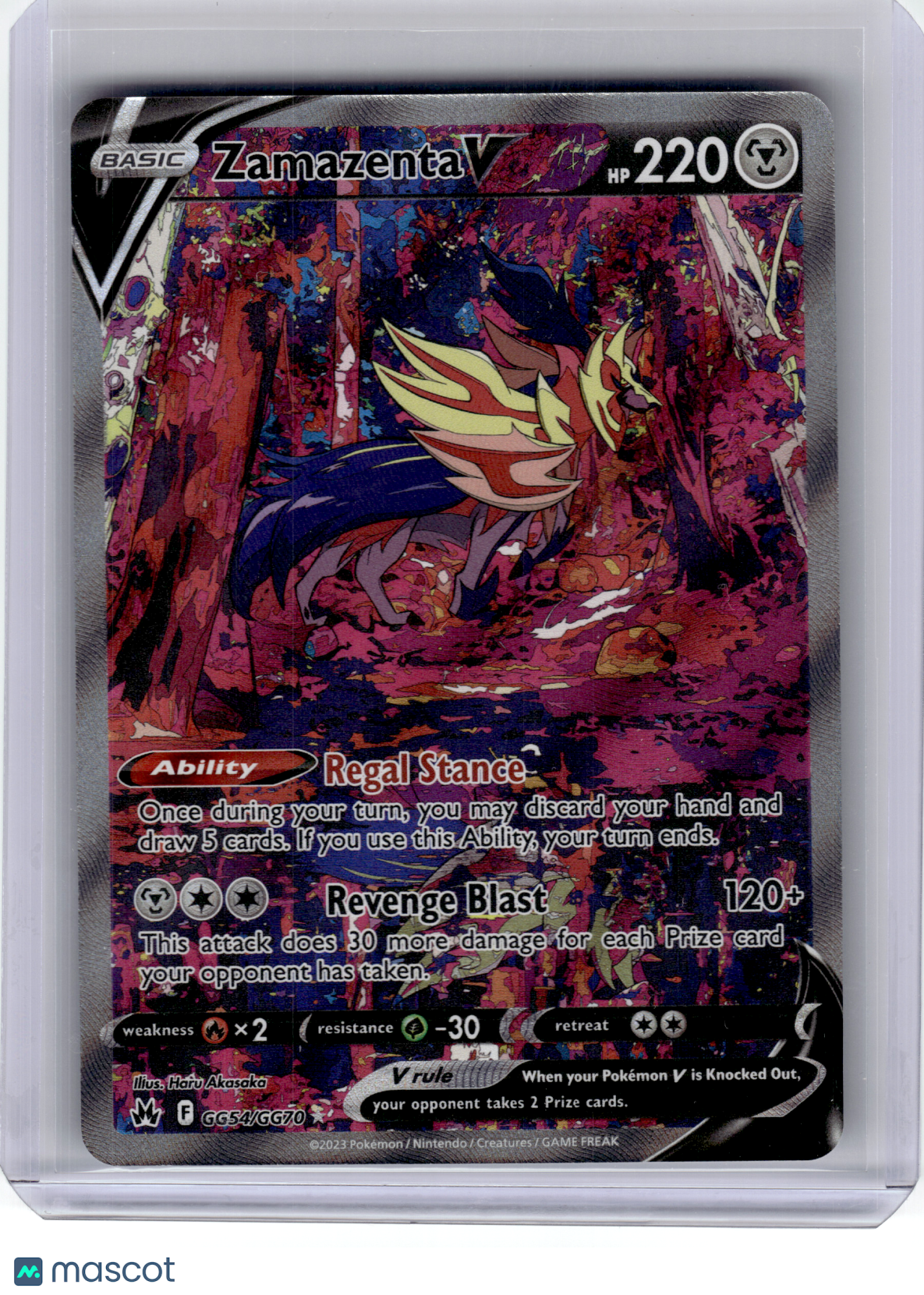 2023 Pokemon—Zamazenta V #GG54 Crown Zenith: Galarian Gallery—Ultra Rare Holo