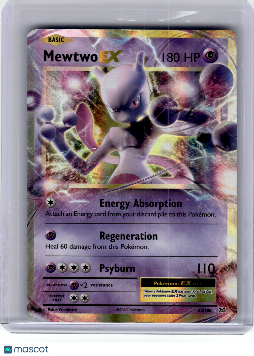 2016 Pokemon—Mewtwo EX #52 Evolutions—Rare Holo