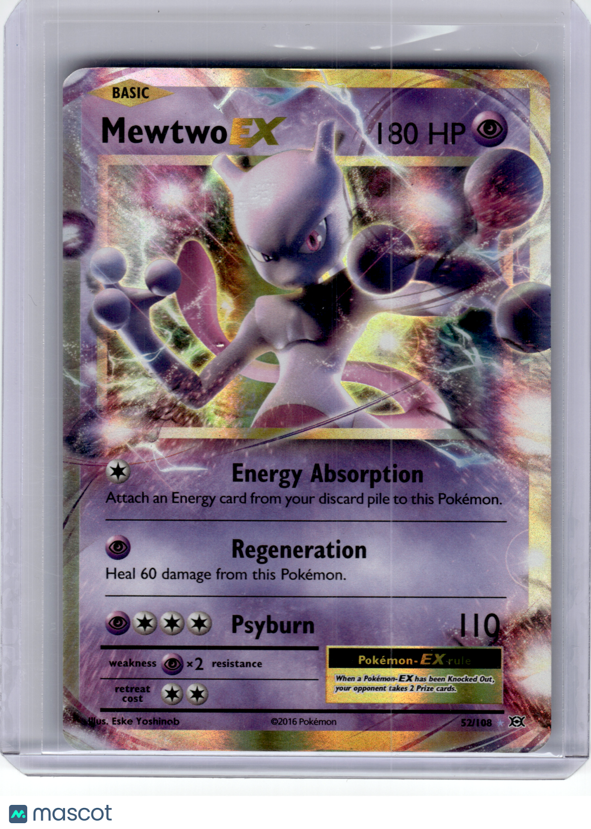 2016 Pokemon—Mewtwo EX #52 Evolutions—Rare Holo