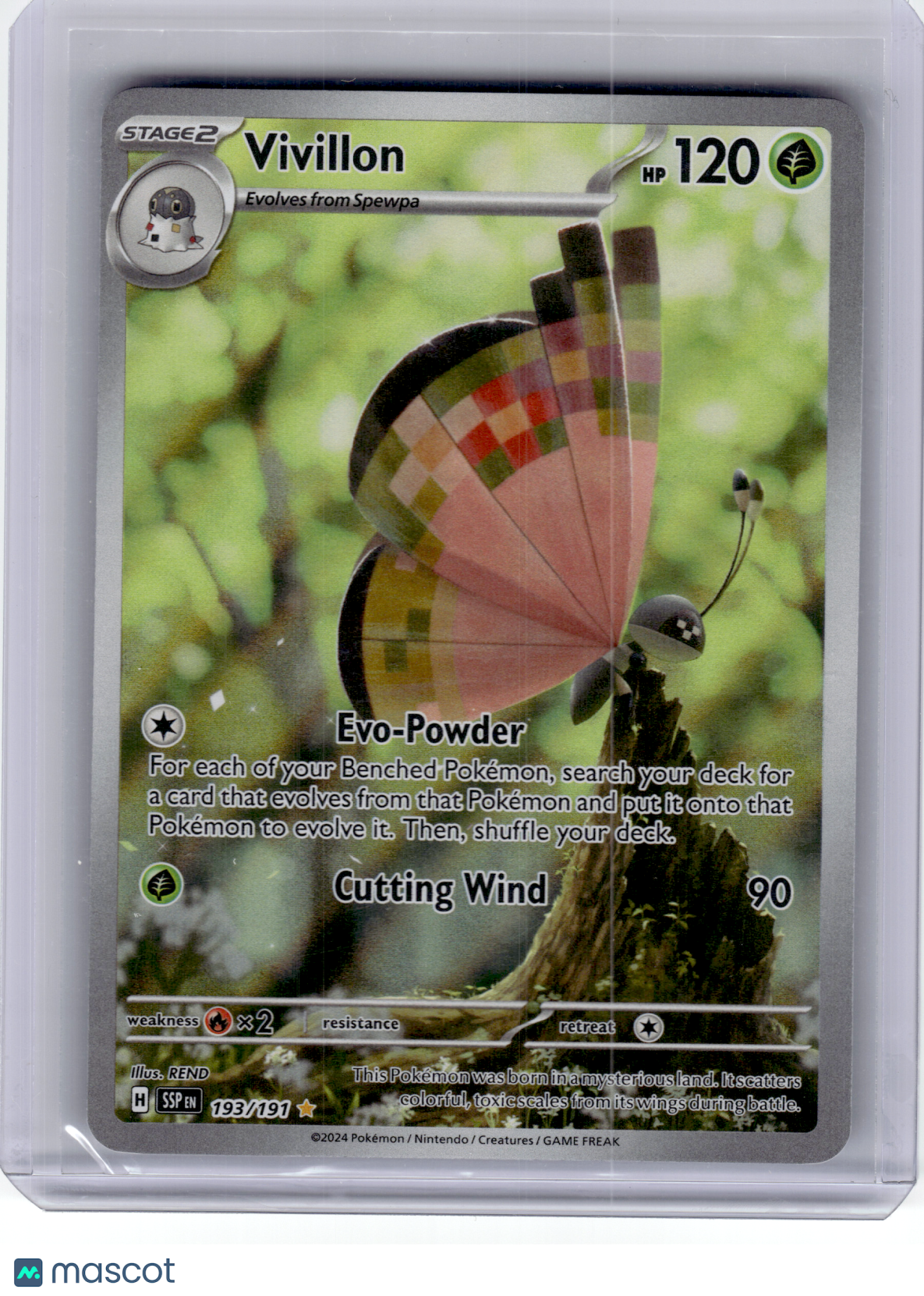 2024 Pokemon—Vivillon #193 Surging Sparks—Illustration Rare Holo