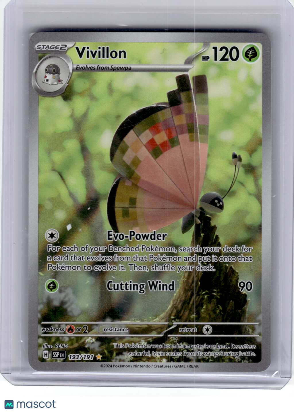 2024 Pokemon—Vivillon #193 Surging Sparks—Illustration Rare Holo