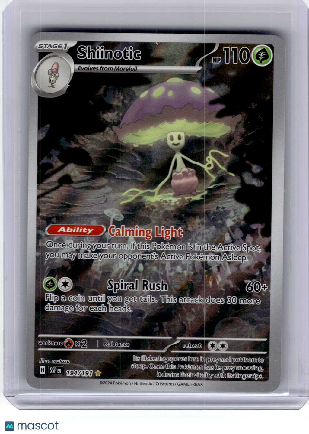 2024 Pokemon—Shiinotic #194 Surging Sparks—Illustration Rare Holo