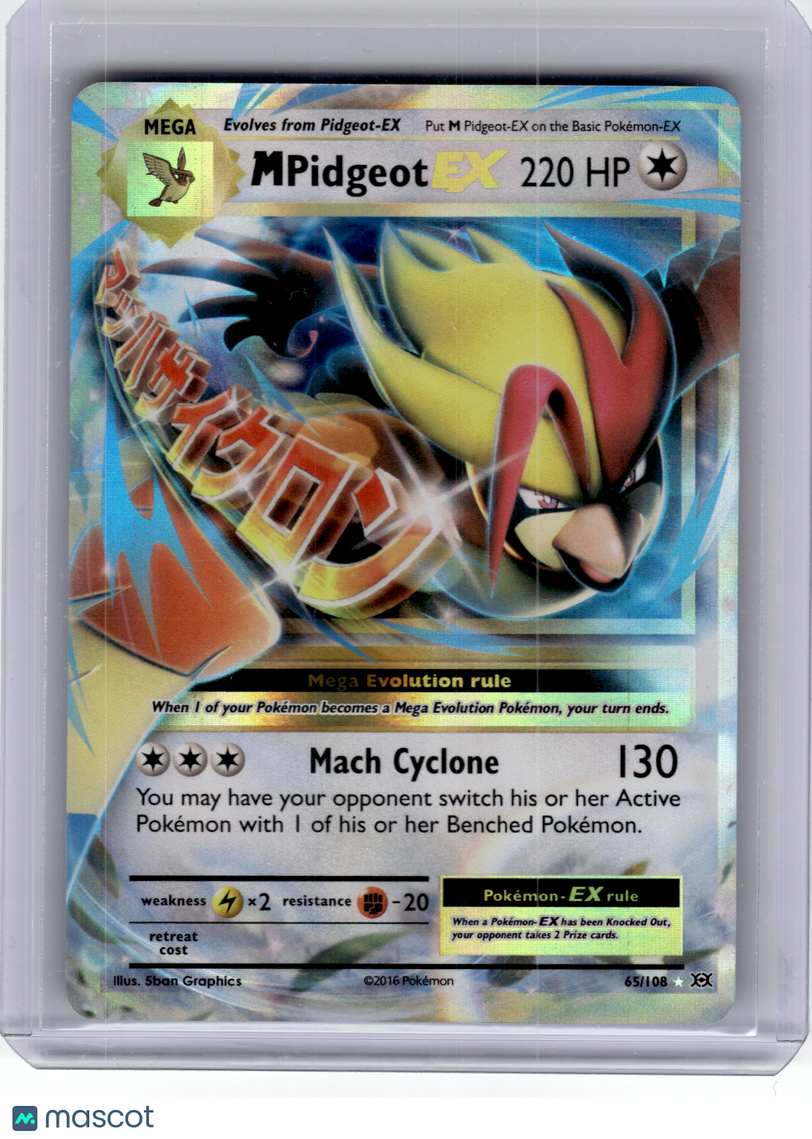 2016 Pokemon—M Pidgeot EX #65 Evolutions—Rare Holo