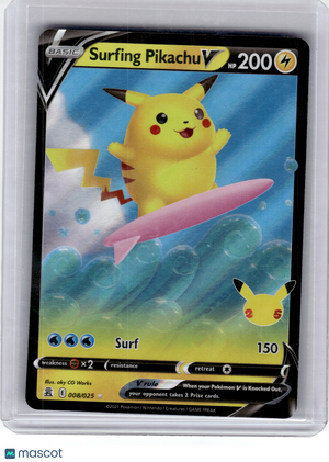2021 Pokemon—Surfing Pikachu V #8 Celebrations—Rare Holo