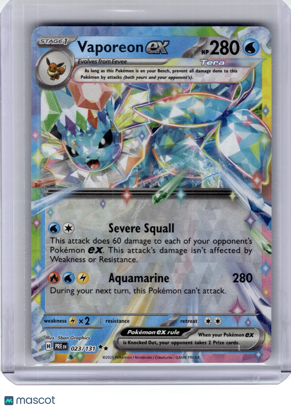 2025 Pokemon—Vaporeon EX #23 Prismatic Evolutions—Double Rare Holo