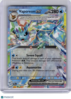 2025 Pokemon—Vaporeon EX #23 Prismatic Evolutions—Double Rare Holo