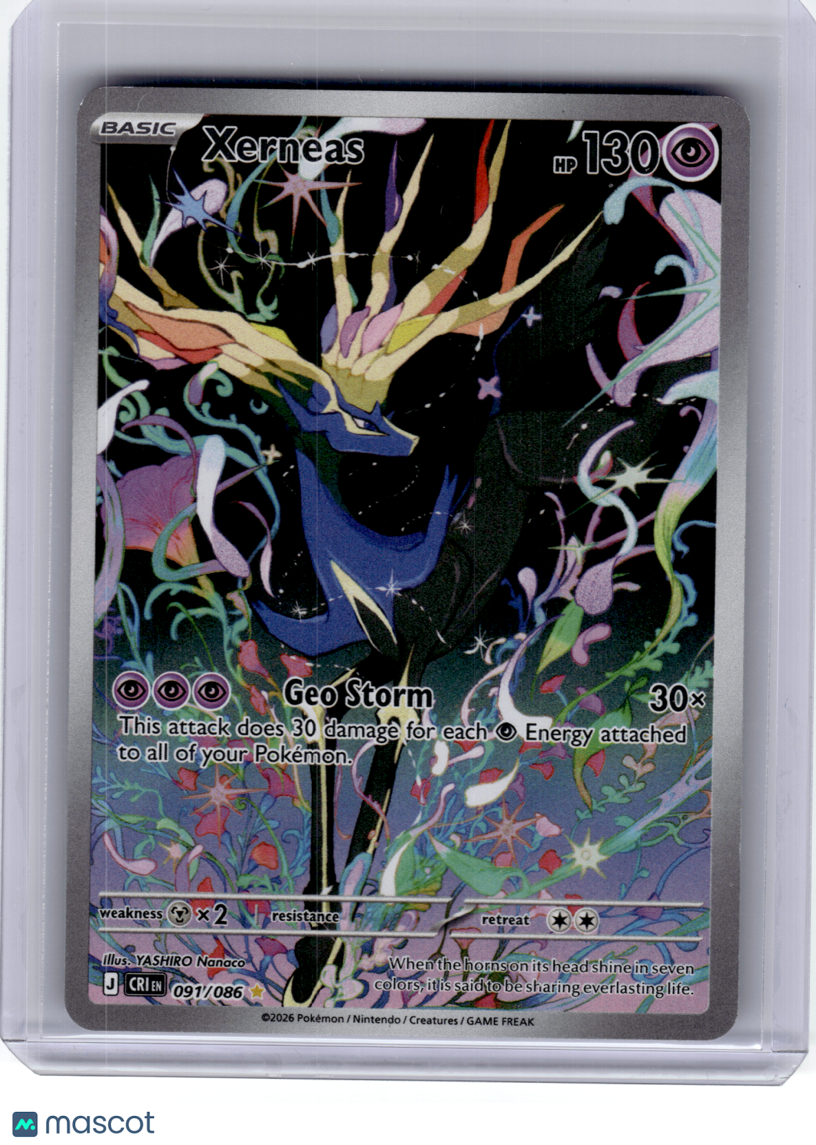 2026 Pokemon—Xerneas #91 Chaos Rising—Illustration Rare Holo