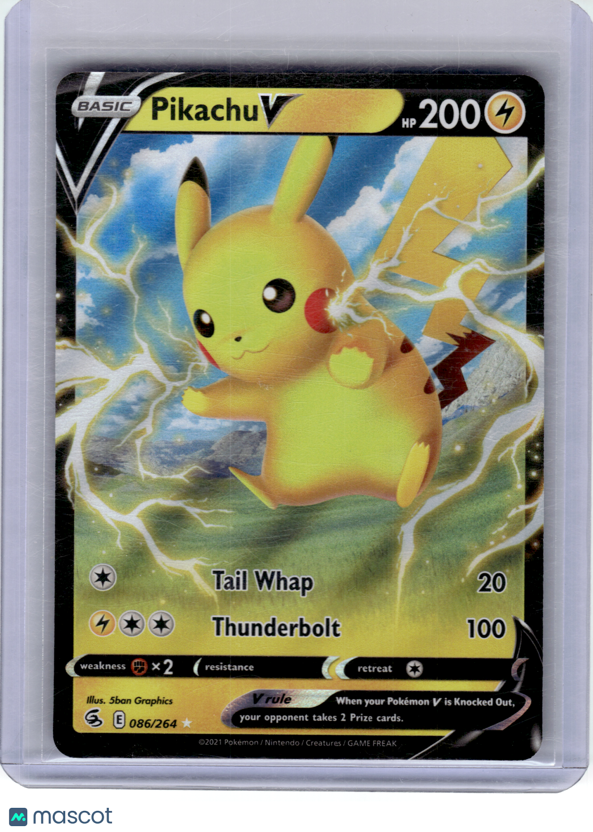 2021 Pokemon—Pikachu V #86 Fusion Strike—Rare Holo