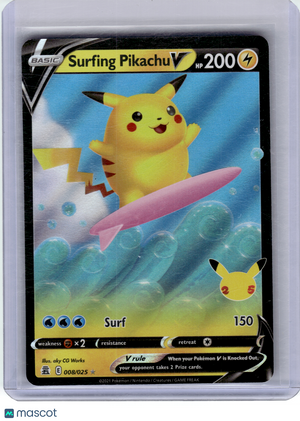 2021 Pokemon—Surfing Pikachu V #8 Celebrations—Rare Holo