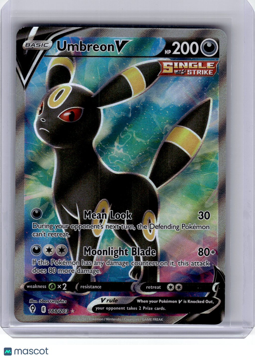 2021 Pokemon—Umbreon V #188 Evolving Skies—Ultra Rare Holo
