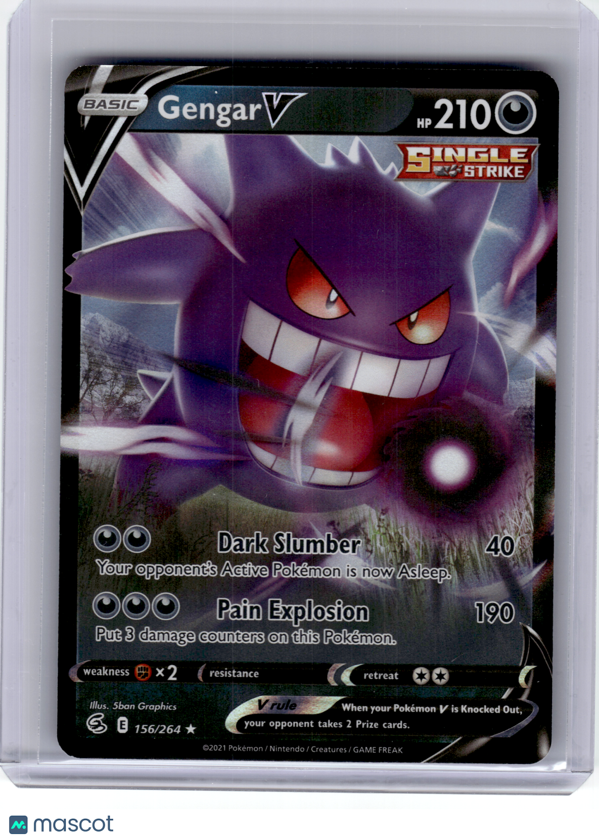 2021 Pokemon—Gengar V #156 Fusion Strike—Ultra Rare Holo