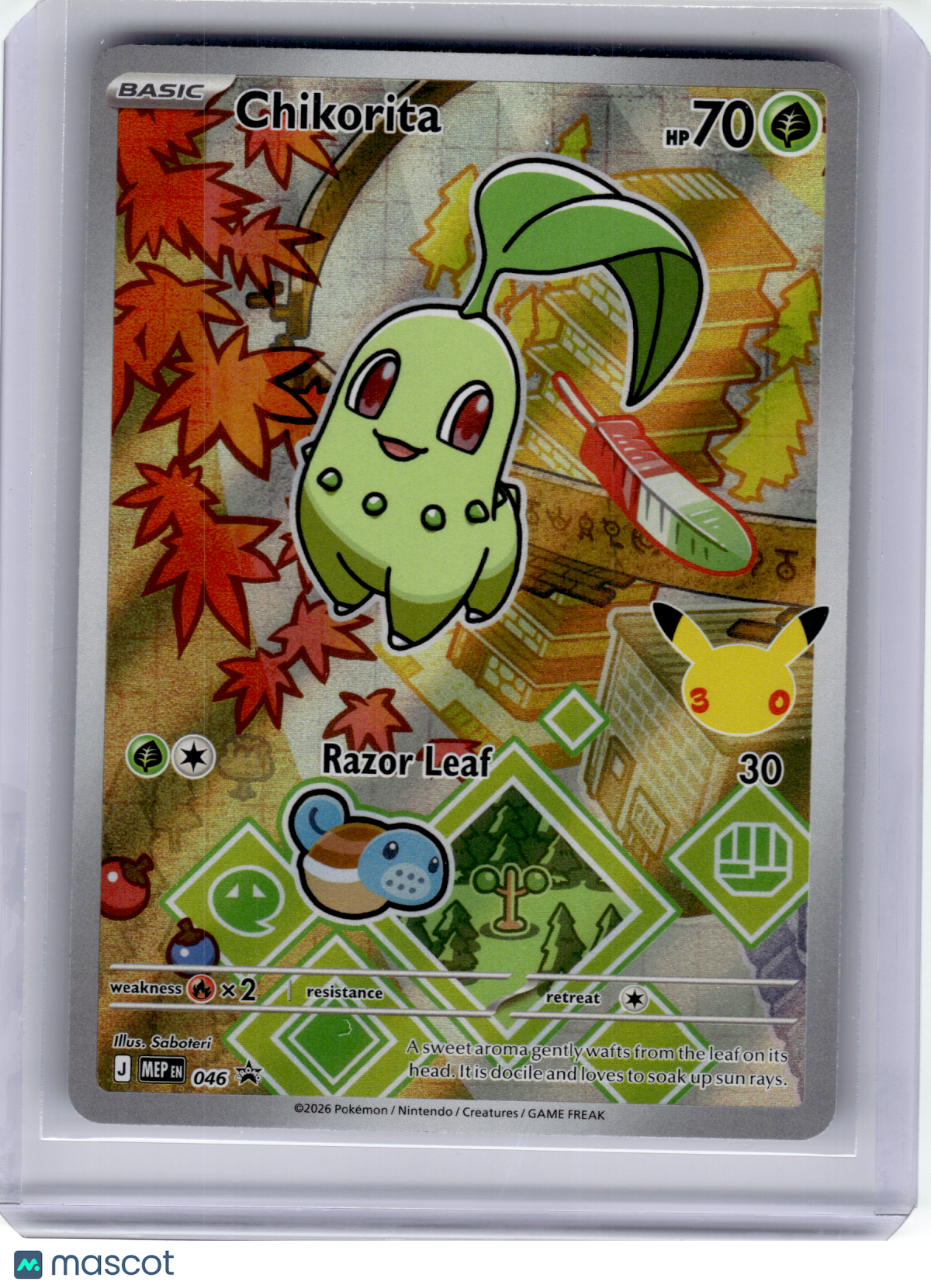 2026 Pokemon—Chikorita #046 Mega Evolution—Black Star Promo Holo FA