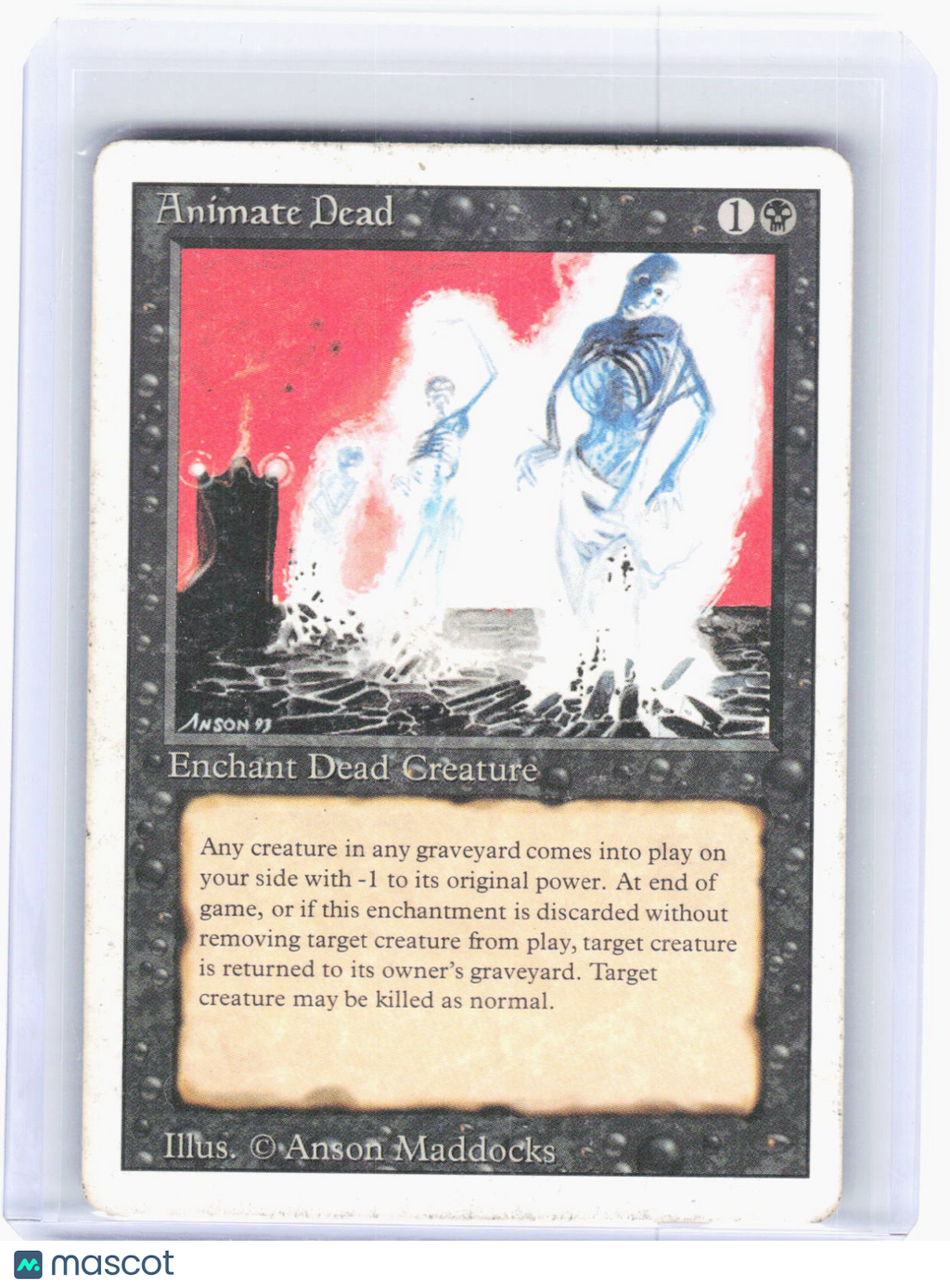 1993 Magic: The Gathering—Animate Dead Unlimited Edition—UC Non-Foil (Damaged)