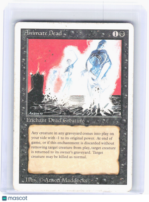 1993 Magic: The Gathering—Animate Dead Unlimited Edition—UC Non-Foil (Damaged)
