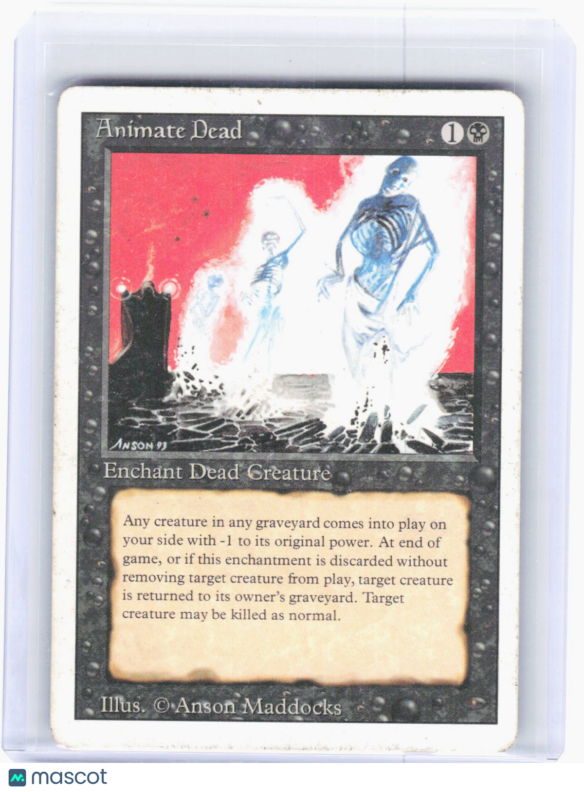 1993 Magic: The Gathering—Animate Dead Unlimited Edition—UC Non-Foil (Damaged)