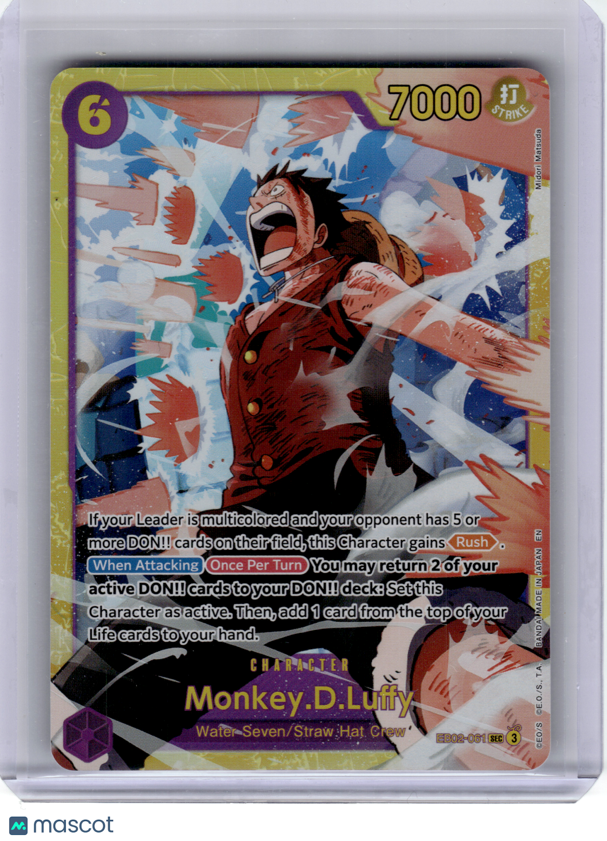 2024 One Piece Card Game—Monkey.D.Luffy #061 EB-02—SEC Foil