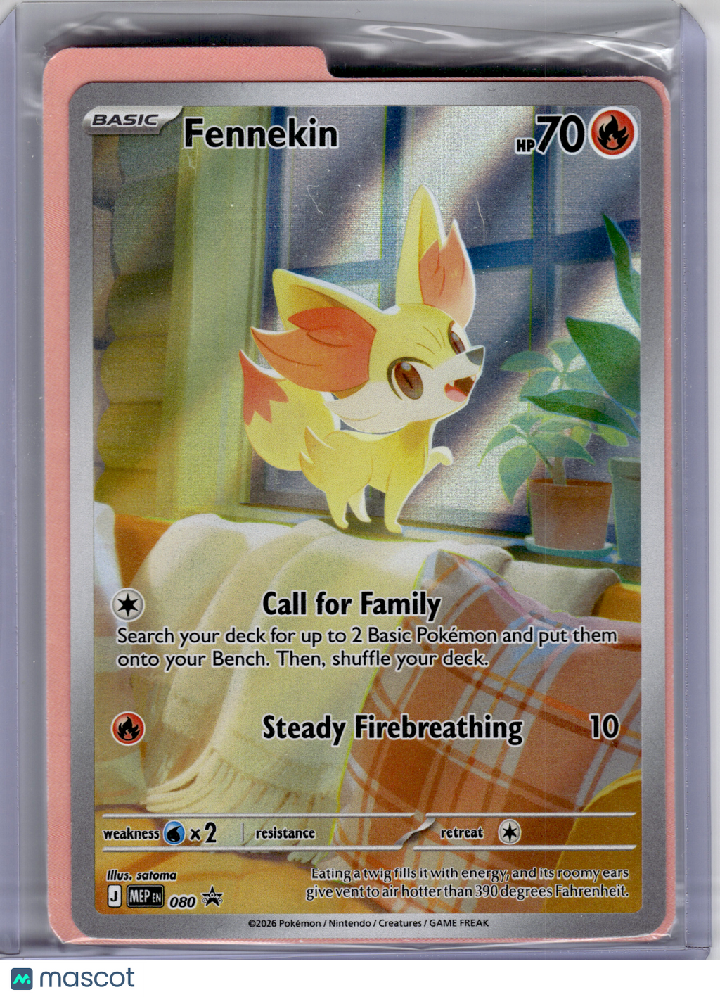 2026 Pokemon—Fennekin #080 Mega Evolution Promo—Black Star Promo Holo (Sealed)
