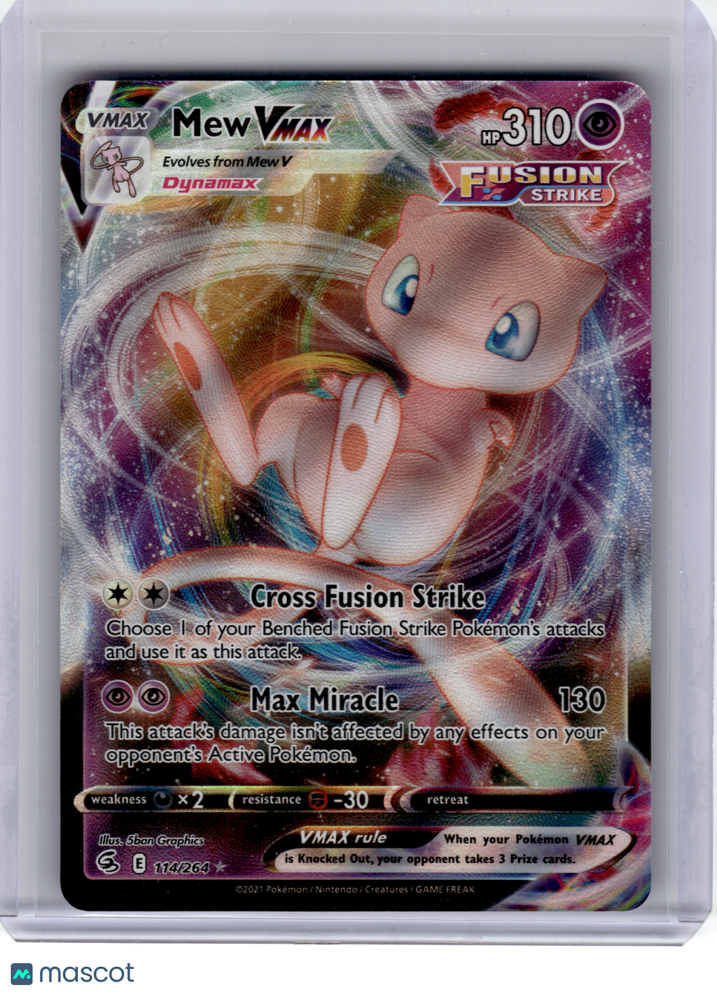 2021 Pokemon—Mew VMAX #114 Fusion Strike—Ultra Rare Holo