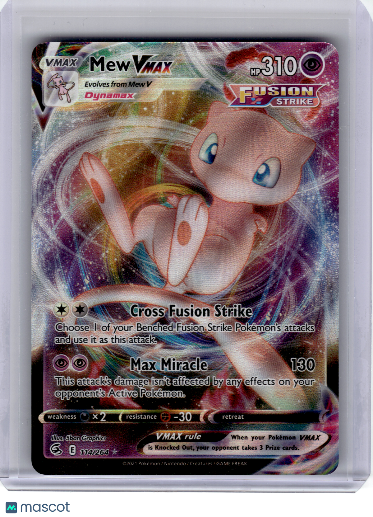 2021 Pokemon—Mew VMAX #114 Fusion Strike—Ultra Rare Holo