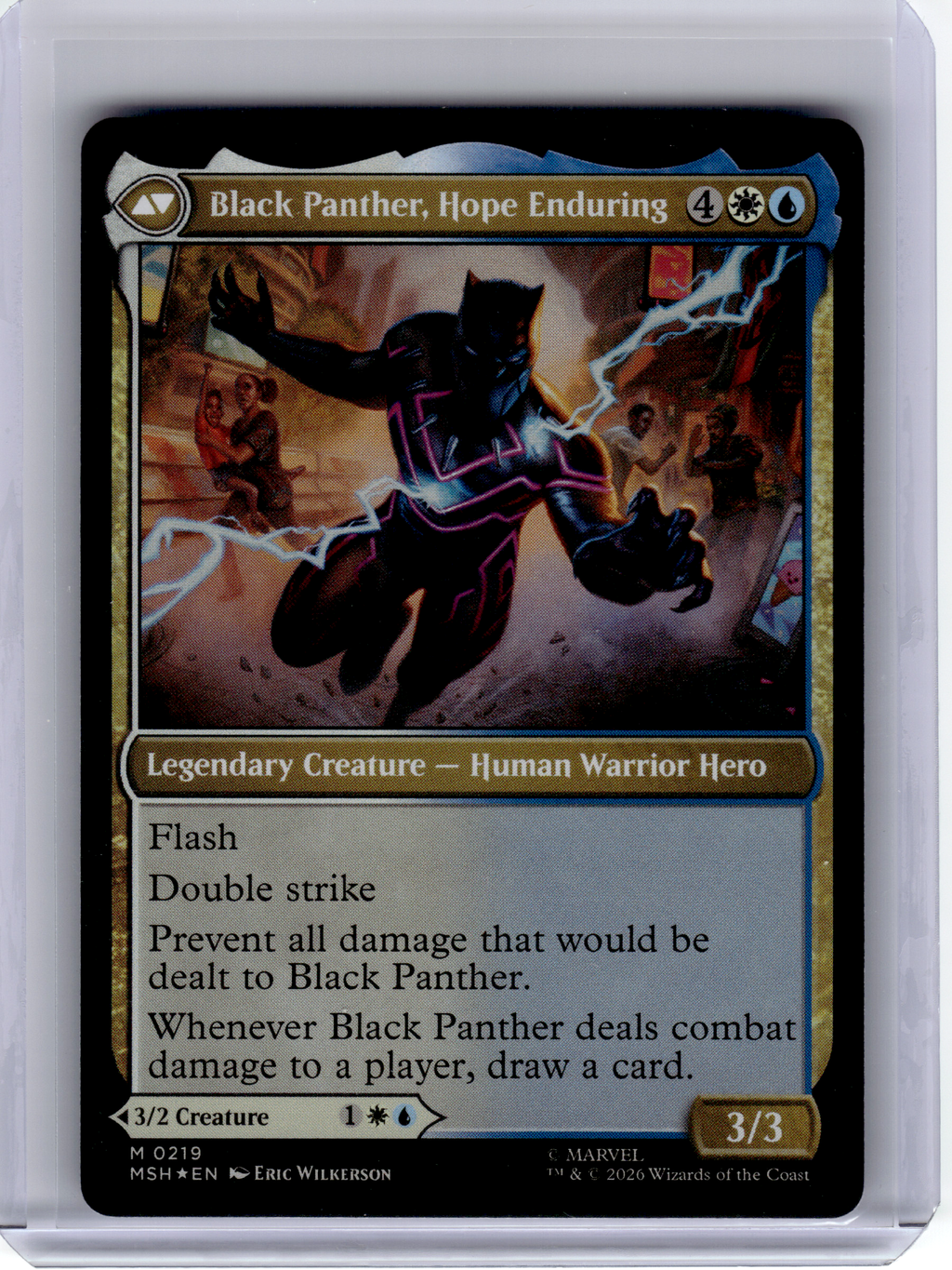 2026 MTG—King T'Challa // Black Panther, Hope Enduring #219 MSH—Mythic Foil